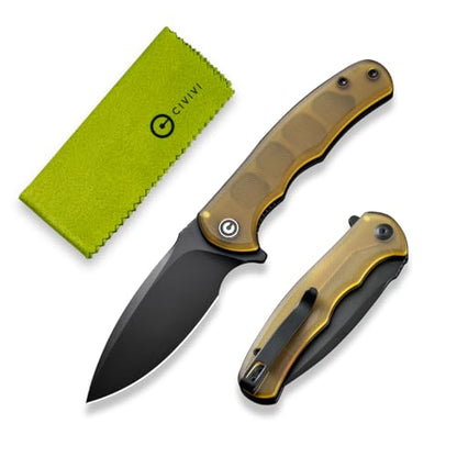 CIVIVI Mini Praxis Pocket Knife for EDC, Folding Pocket Knife with 2.98" D2 Blade Ultem Handle with Flipper for Men Women C18026C-5 - color: Matte Amber