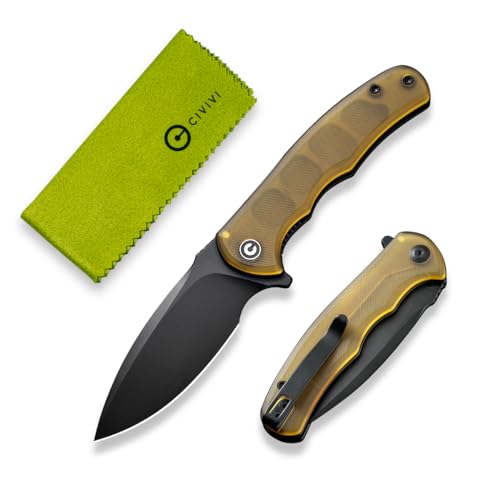 CIVIVI Mini Praxis Pocket Knife for EDC, Folding Pocket Knife with 2.98" D2 Blade Ultem Handle with Flipper for Men Women C18026C-5 - color: Matte Amber