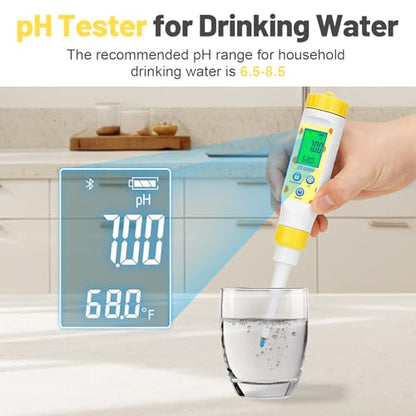 Digital pH Meter for Food Fermentation and Canning, Smart Food pH Tester with High Accuracy Spear Probe for Sourdough, Salsa and Hot Sauces, pH Test Pen with ATC for Solid and Liquid