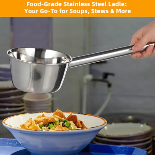 Cabilock Long Handle Water Scoop Stainless Steel Water Ladle for Scooping Kitchen Scoop for Cleaning Vegetables and Fruits Ergonomic Grip 18.11 in 1 Pack - size: 46X16CM