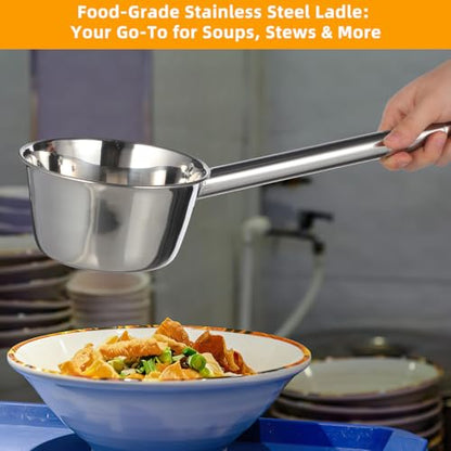 Cabilock Long Handle Water Scoop Stainless Steel Water Ladle for Scooping Kitchen Scoop for Cleaning Vegetables and Fruits Ergonomic Grip 18.11 in 1 Pack - size: 46X16CM