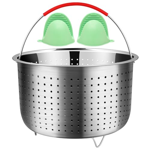 REDANT Vegetable Steamer Basket for Instant Pot Accessories 6 & 8 Qt - Stainless Steel Strainers and Colanders - Metal Strainer for Cooking Broccoli, Eggs, Pasta, Quinoa - with 2 Gloves, 6 Quart - size: 6 Qt - Steamer Basket