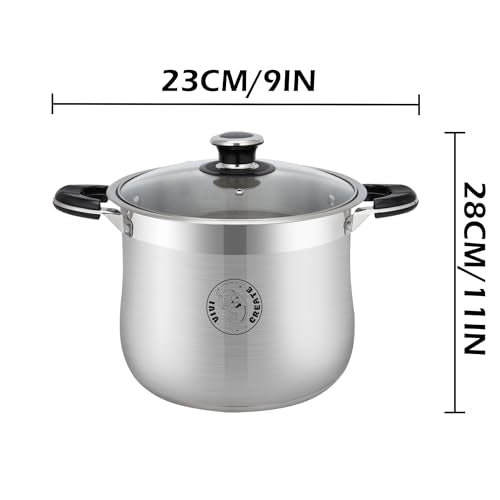 Vivicreate 14.5 Quart Stainless Steel Stock Pot with Lid Large Induction Cooking Pot for Pasta Soup Boiling Stew with Measurement Marks and Handles - size: 14.5 Quarts