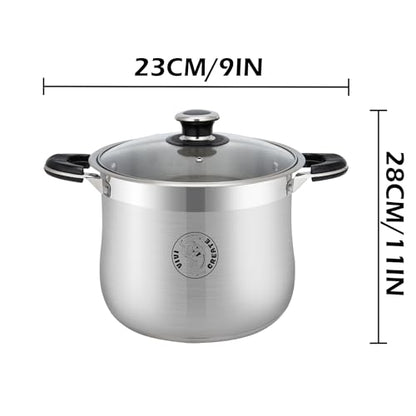 Vivicreate 14.5 Quart Stainless Steel Stock Pot with Lid Large Induction Cooking Pot for Pasta Soup Boiling Stew with Measurement Marks and Handles - size: 14.5 Quarts
