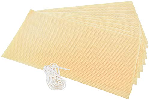 Stakich Candle Making Pure Beeswax Kit, 10 Full Size Sheets - 8 1/8 Inch x 16 3/4 Inch - Comes with Wicking and Instructions - size: 10 Sheets
