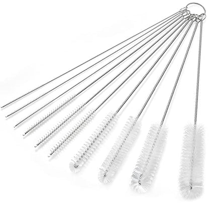 CiaraQ Bottle Cleaning Brushes, 9.8 Inch Nylon Tube Brush Set | White Cleaner for Narrow Neck Bottles Cups with Hook, Set of 10pcs - color: White, size: 9.8 Inch (10pcs)