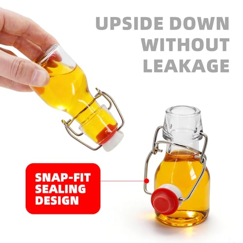 2Pcs 2oz Mini Swing Top Glass Bottles, 60ML Mini Storage Bottles, Small Glass Bottles,Vanilla Extract Bottles/Home Brewing/Beverages/Oil (Clear) - color: Clear