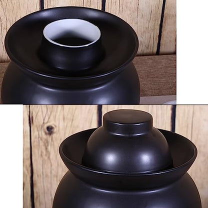 Traditional Chinese Pickle Jar Ceramic Jar with Lid, Fermentation Kit Crock with Water Seal Airlock Lid, Fermentation Jar for Pickles, Kimchi, Sauerkraut,Paocai Jar Black-1.5Kg - color: Black-1.5kg, size: 1.5Kg