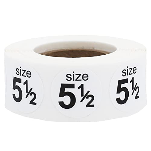 Shoe Size 5 1/2 White Stickers - 3/4 Inch Round, 500 Semi-Gloss Adhesive Labels Per Roll for Retail, Footwear Inventory, and Organization - Made in the USA - color: White Size 5 1/2