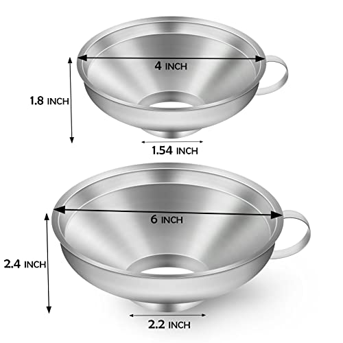 2 Pack Canning Funnel Stainless Steel Wide Mouth Funnel with Handle for Wide and Regular Mason Jars