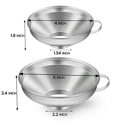 2 Pack Canning Funnel Stainless Steel Wide Mouth Funnel with Handle for Wide and Regular Mason Jars