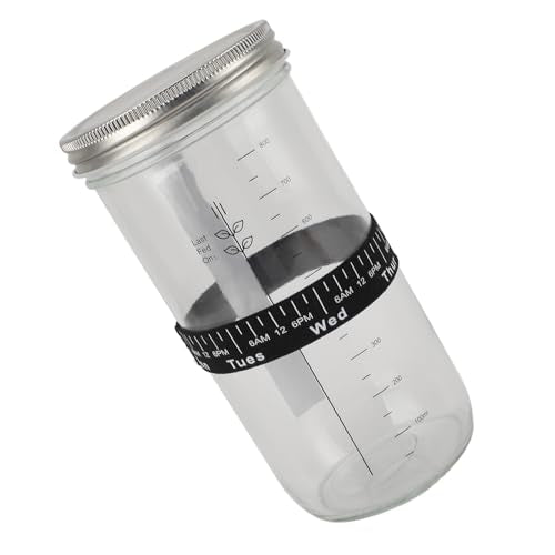 Zerodis Fermentation Equipment 34oz Glass Jar with Thermometer Date Marked Feeding Band Silicone Lid Cloth Cover Scraper for Sourdough Bread Baking Supplies Home Baking Supplies