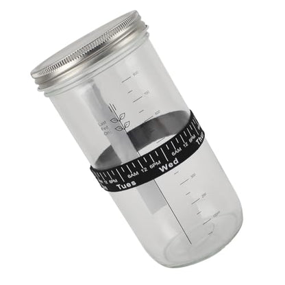 Zerodis Fermentation Equipment 34oz Glass Jar with Thermometer Date Marked Feeding Band Silicone Lid Cloth Cover Scraper for Sourdough Bread Baking Supplies Home Baking Supplies