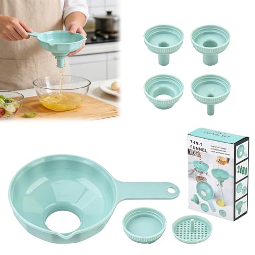 Kitchen Funnel Set with Strainer - Wide Mouth Canning Funnels for Kitchen Use Filling Bottles, Food Grade Plastic Small and Large Funnel for Liquid Transfer, Mason Jars