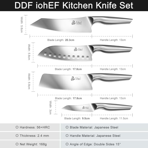 DDF iohEF Kitchen Knife Set, 4 Piece Professional Ultra Sharp Knives Set, Japanese High Carbon Stainless Steel Chef Knife Set for Home and Kitchen - color: 4PCS Kitchen Knives