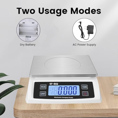 Digital Kitchen Scale 30kg/66lb Large Food Scale for Baking Cooking Stainless Bread Scale with LCD Display Counting Scales for Commercial(Color : Stainless White) - color: Stainless white