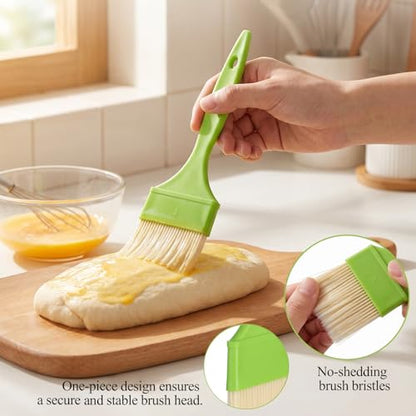 3 Pcs 1/2/3 inch Pastry Brush Set, Bristle Basting Brushes for Cooking | Plastic Handle Butter Brush, Kitchen Brushes for Oil, BBQ Grill, Egg, Butter Sauce, Baking, with Hang Hole Design