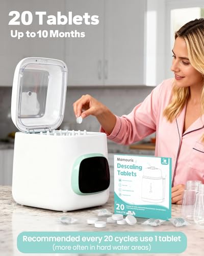 Descaling Tablets for Bottle Washer & Warmer: 20 Count Descaler Tablets Removes Limescale, Milk Residue & Mineral Buildup, Compatible with Baby Brezza, Momcozy, GROWNSY Baby Bottle Washer