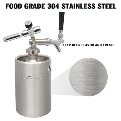 Mini Stainless Steel Beer Keg,Portable Home Dispenser System to Keep Fresh for Home Kitchen Brewing Beer,Keeps Carbonation for Craft Beer Draft and Homebrew,8L - size: 8L