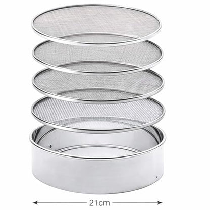 Premium Stainless Steel Multi-Mesh Sieve Set 4 in 1 | Interchangeable Fine to Coarse Filters | Atta, Spices, Herbal Powder, Coffee, Oil, Soil & DIY Use