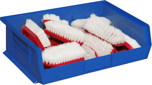 Akro-Mils 30255 AkroBins Plastic Storage Bins, Space-Saving Stackable Bins for Garage, Pantry, Craft Organization, 11" x 16" x 5", Blue, 6-Pack - color: Blue