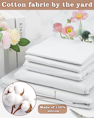 FIVEIZERO 100% Cotton Muslin Fabric by The Yard,59in x 1.9yd White Bleached Cotton Muslin Cloths–Medium Weight Beige Calico Fabric for Sewing,Quilting,Embroidery,Crafts & Apparel Projects - color: White, size: 1.9 yards pre cut