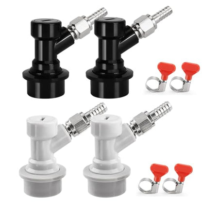 2 Pairs Keg Ball Lock Quick Disconnect Set Home Brewing Keg Parts Ball Lock Keg Fittings with Stainless 5/16'' for Hose 1/4'' Beer Barb Swivel Nuts Hose Clamp for Keg Post Coupler Black White - size: 2 Pairs