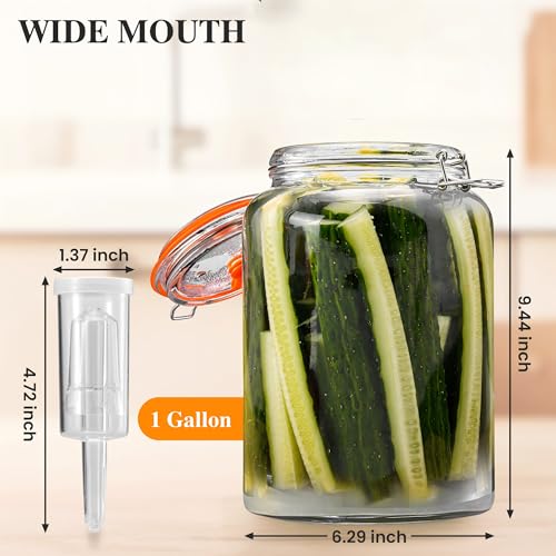 1 Gallon Fermentation Jars with Airlocks, Fermenting Kit for Sauerkraut, Kimchi, Kombucha and Pickles, 2 Pack - size: 1 Gallon