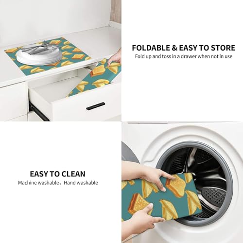 Dish Drying Mat Grilled Cheese Pattern Kitchen Counter Pad Absorbent Non-Slip Mat 18 X16inch