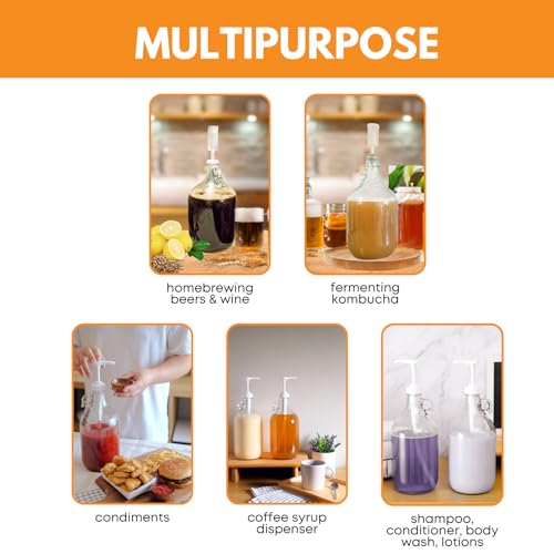 Fastrack 1 Gallon Glass Jug (128 oz) WITHOUT STOPPER OR CAP – Multipurpose 1 Gallon Jug, & Detergent Dispenser for Laundry, Glass Jug for Liquids, Water & Juice - style: 1 Pack