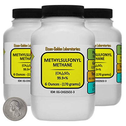 Methylsulfonyl Methane [(CH3) 2SO2] 99.9+% USP Food Grade Powder 1.1 Lb in Three Bottles - size: 1.1 Pounds in 3 Bottles