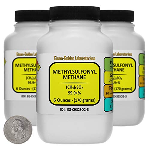 Methylsulfonyl Methane [(CH3) 2SO2] 99.9+% USP Food Grade Powder 1.1 Lb in Three Bottles - size: 1.1 Pounds in 3 Bottles