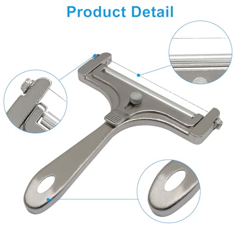 Silver Cheese Slicer Kit Wire Food Slicer | Adjustable Thickness, Handheld, 4 Replacement Wires & Wrench, For Butter Mozzarella Cheddar, Block Butter - style: Silver