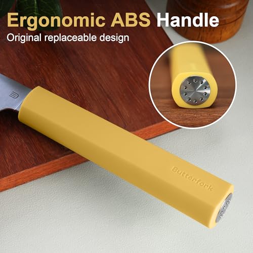 8 Inch Chef Knife, AR-RPM9 Steel & Ergonomic Handle Cooking Knife, Ultra Sharp Professional Kitchen Knife with Gift Box for Home Chefs - color: Pale Yellow, size: 8"