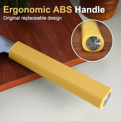 8 Inch Chef Knife, AR-RPM9 Steel & Ergonomic Handle Cooking Knife, Ultra Sharp Professional Kitchen Knife with Gift Box for Home Chefs - color: Pale Yellow, size: 8"