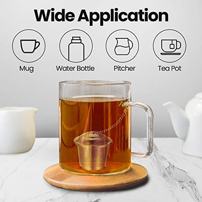 Zopeal 9 Pcs Tea Infuser Stainless Steel Strainer with Extended Chain Hook and Saucer Loose Leaf Steeper Fine Mesh Ball Tea Filter for Brew Spices Seasonings Fits Cup Mug Bottle (Large) - style: Large