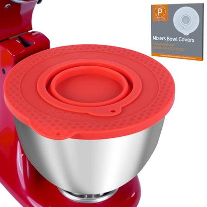 Silicone Mixers Bowl Cover Compatible with KitchenAid 4.5-5 Quart Tilt-Head Stand Mixers Bowl,with Collapsible Small Bowl(Red) - color: Red