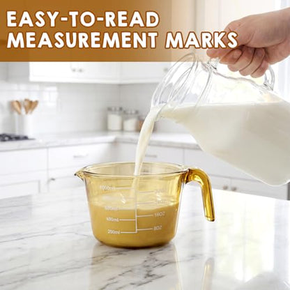 Domensi 3-pack Glass Measuring Cups Set, (1, 2 & 4 Cup) Measuring Cups for Prepping, Baking and Cooking, Preheated Oven, Dishwasher, Freezer, and Microwave Safe, Essential Kitchen Tools