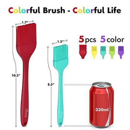 HOTEC 600℉ Heat Resistant BPA Free Silicone Marinading Meat Grill Basting Pastry Brush for Oil Butter Sauce Sausages Desserts Turkey Baster Grill Barbecue, Multicolor - color: Multicolor