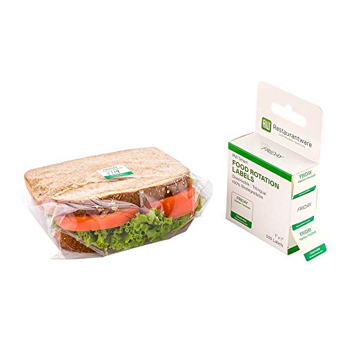 Restaurantware RW Smart 1 Inch x 1 Inch Food Rotation Labels 500 Dissolvable Food Safety Labels - Premium Trilingual Green Paper Day Of The Week Labels For Food Storage Or Prep Friday - style: Friday