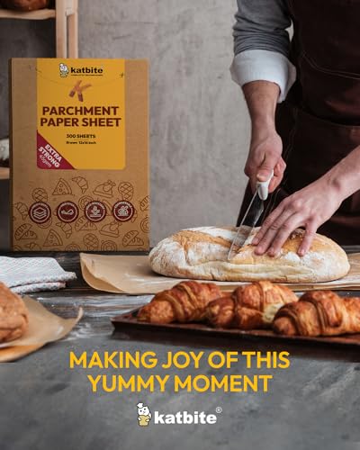 Katbite 300 Sheets 12x16 In Parchment Paper, Heavy Duty Baking Paper, Unbleached Non-stick Sheets for Air Fryer, Grilling, Steaming Cooking Bread Cake and Wrapping Foods - color: 12“x16“-300