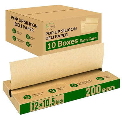 EcoDispose 2000 Count 12" x 10-1/2" Precut Pop Up Deli Paper Sheets, Interfolded Heavy Duty Oil-Resistant Kraft Paper for Bakery, Food Wrap, Serving, Oven, Air Fryer & Microwave - color: Kraft, size: 12"x10.5"inch