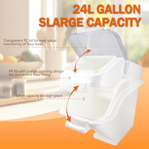 Flour Bin,25 lb Stackable Kitchen Ingredient Storage Container with Lid - Food Pantry Organizer for Flour, Sugar, Rice, Baking,Dog Food Supplies (25lb) - size: 25lb