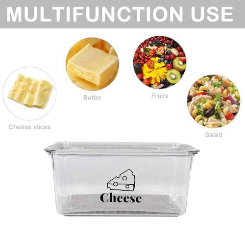 Cheese Holder Food Storage, Airtight Cheese Storage Box with Lid- Non Toxic, Lunch Meat Storage Sandwich Ham Cheeses Salami Sliced Turkey for Refrigerator to Keep Food Fresh,Clear-1Pack