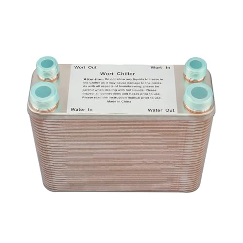 60 Plate Wort Chiller,Stainless Steel 304 Garden Hose Thread Plate,Homebrewing Plate Heat Exchanger,3/4 NPT Port