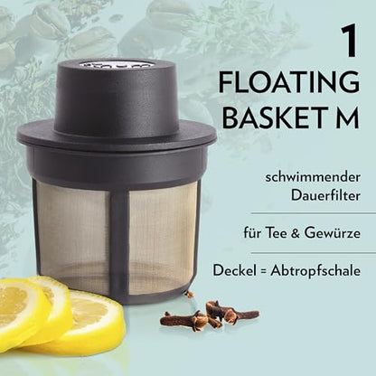 Finum 63/421.40.00 Floating Brewing Basket, Medium, Black - color: Black, size: Medium, style: Floating Basket