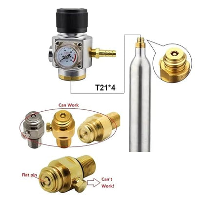 Upgrade Co2 Regulator Mini Co2 Charger for Soda Water Gas Cylinder Tr21*4 0-90PSI Homebrew Kegging Fast Carbonation(B Relief valve)