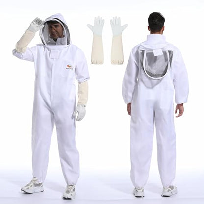 ANDES Sting Proof Bee Suit with Gloves & Fencing Veil, XL(Fits 5'11"-6'3") | Professional Beekeeper outfit Kit, Wasp Resistant, Unisex, for Apiary Backyard Halloween, Beginner & Pro - size: X-Large