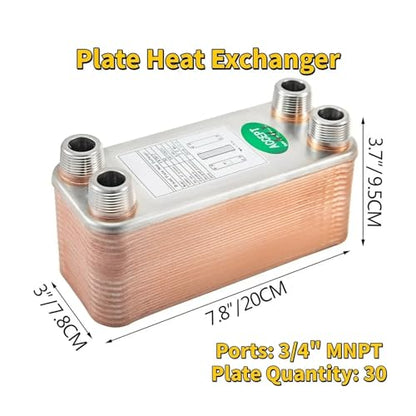 30 40 60 Plates Heat Exchanger Wort Chiller Stainless Steel Cooler Counterflow Chiller Water Heating(30 Plates) - color: 30 Plates