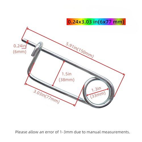 Steel Brooch Shape Open Safety pin Spring pin, Quick Lock line Lock pin Locking Fasteners for Farm Lawn Garden Hooks (0.24x3.03 in(6x77 mm)-2Pcs) - size: 0.24x3.03 in(6x77 mm)-2Pcs